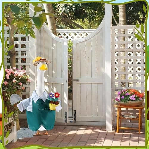 EKOREST Gardener Porch Goose Outfits for 23 Inch Lawn Statue | Summer Gardener with Flower Pot and Shovel Costume for Cement Statue, Spring Sculpture Clothes for Yard Patio Decoration thumbnail 4