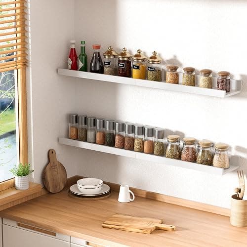 upsimples Floating Shelves for Wall, Wall Shelves for Decor Storage Set of 6, Wall Mounted Wood Shelf for Bedroom, Living Room, Bathroom, Kitchen, Picture Ledge Shelf, White thumbnail 6