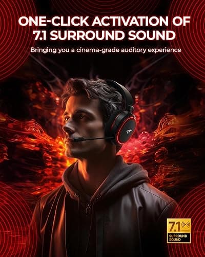 Wireless Gaming Headset, 7.1 Surround Sound, 2.4Ghz USB Gaming Headphones Bluetooth 5.4, 100-Hr Noise Canceling Mic RGB Light, Wireless Headset for PC PS5 PS4 Mac Switch, ONLY Wired Mode Suit for Xbox thumbnail 2