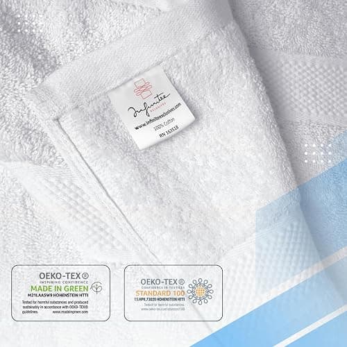 Infinitee Xclusives Luxury 100% Ring-Spun Cotton White Bath Towels Set of 4 (27x54 inches) – Soft, Absorbent & Quick-Drying Towels for Bathroom, Gym, Spa & Hotel Use (Brilliant White, Bath Towels) thumbnail 6
