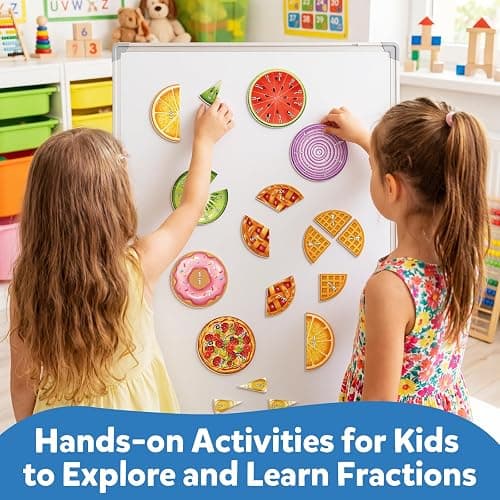 Aizweb Magnetic Fraction Tiles & Circles Set,Bars,Magnetic Fraction Educational Puzzle,Montessori Math Manipulatives,Fraction Learning Games for Elementary Classroom Homeschool Supplies thumbnail 3