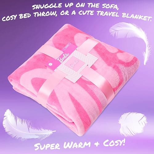 Barbie Fleece Throw Blanket, Cozy Soft Bed Throw Bedroom Decor Plush Throw Comforter 59 x 51 inches for Bedroom Travel Sleepovers, Cute Gifts thumbnail 5