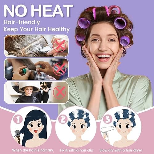 33 Piece Hair Rollers set, Self Grip Hair Rollers for Long Medium Short Hair, ELASO Large Medium Hair Curler （22 Rollers + 10 Stainless steel Clip +1 Storage Bag） thumbnail 6