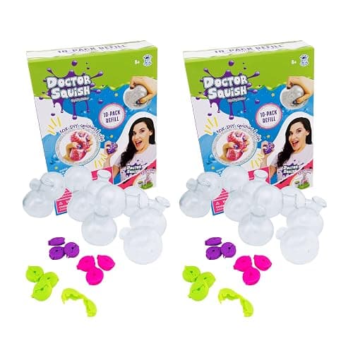 Doctor Squish Squishy Maker Refill Pack | DIY Squishy Making Kit with 10 TPR Balloons and 10 Reusable Clips | Make Your Own Squishies for Kids Ages 8 & Up | 2 Pack - Image 1