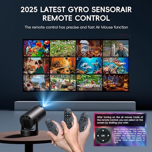 [Apps intégrées & 2025 Upgraded] Vidéoprojecteur avec WiFi 6 et Bluetooth 5.4 Mini Projecteur Supporte 4K 1080P Auto Keystone Rotation 180° Compatibile avec HDMI/TV Stick/Memory Stick/Laptop, Noir thumbnail 7