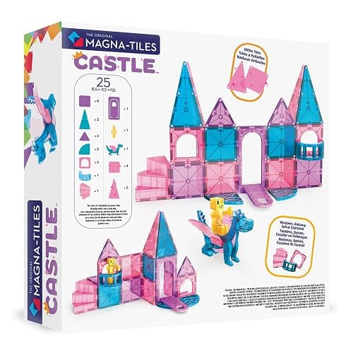 MAGNA-TILES Castle 25-Piece Magnetic Construction Set, The Original Magnetic Building Brand thumbnail 3