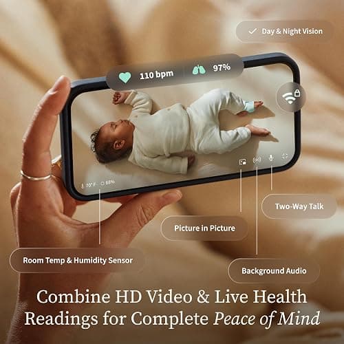 Owlet Dream Duo – FDA-Cleared Smart Baby Monitor with Sock & HD Video Cam 2K HD Video, Cry & Motion Alerts, Temp Monitoring thumbnail 3