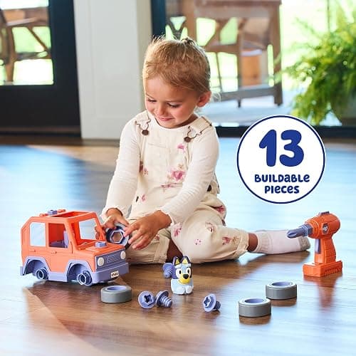 BUILD-A-BUDDY Bluey Car - Buildable Motorized Vehicle for Take Apart Play - Includes Bluey Figure and Toy Drill - Kids Gifts and Stocking Stuffers - Ages 3 Years and Up thumbnail 6