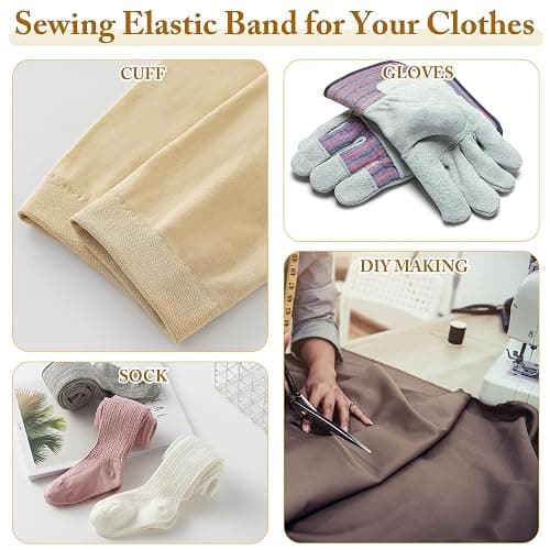 Romon Elastique Couture, Long Bande Elastique Couture, Ruban Elastic, Couture Blanc et Noir Deux Rouleaux de 20mm × 10m, Bande pour Extendeurs de Taille Ceinture, Large Perruque Ruban pour la Maison thumbnail 6