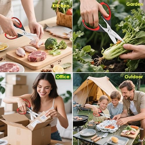 iBayam Kitchen Scissors All Purpose Heavy Duty, Kitchen Utensils Set, Stainless Steel Cooking Utensils Gadgets, Meat Poultry Food Shears Dishwasher Safe Utility Tools Home Gift, with Protective Sheath thumbnail 9