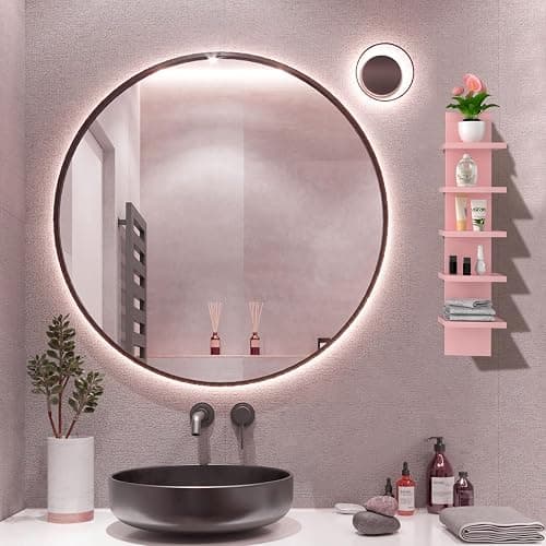 Bloddream 5 Tier Wall Shelves Pink, Vertical Column Shelf Floating Storage Home Decor Organizer Tall Tower Design Utility Shelving Bedroom Living Room, 30.7 thumbnail 2
