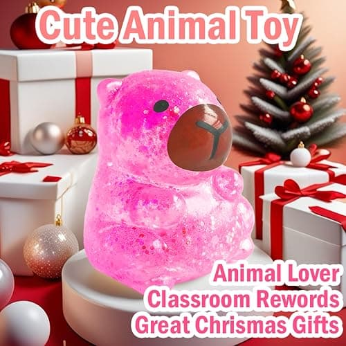 ZTATU Capybara Squishy Fidget Toys for Kids, Stress Balls for Adults, Stress Relief Toy for Stretch, Squish, Squeeze Stress Ball, Animal Party Favors Classroom Prizes Easter Basket Stuffers (Pink) thumbnail 6