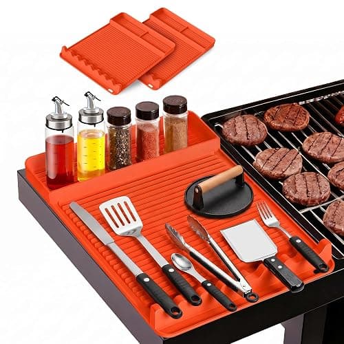 WZGUSXN Heat Resistant Silicone Grill Mat for Blackstone - 2Pack 16x11.5'' Non-Slip BBQ Tool Mat, Outdoor Cooking Camping & Tailgating, for Men Grilling（Orange） - Image 1