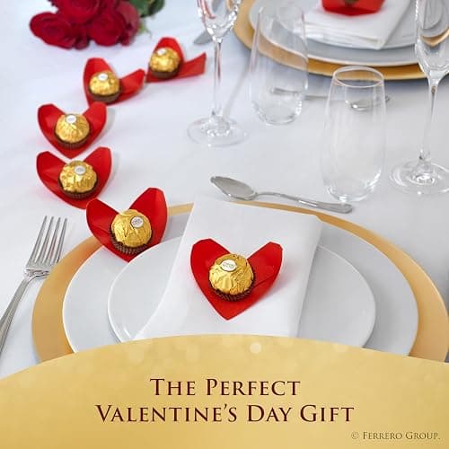 Ferrero Rocher Gourmet Hazelnut Milk Chocolate Valentine's Day Gift Box, 24 Individually Wrapped Chocolates for Gifting, 10.6 oz thumbnail 2