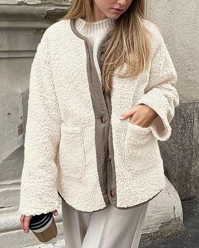PRETTYGARDEN Women's 2025 Winter Coats Long Sleeve Button up Fuzzy Sherpa Fleece Jackets Outerwear Fall Fashion Clothes thumbnail 8