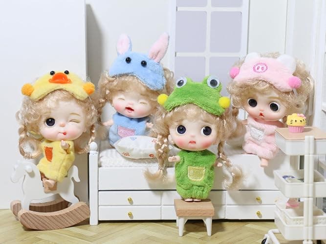 Perklzau 2pcs Cute Small Mini Keychain Dolls Blind Box Bag Charms,Suprise Birthday Gift for Girls,Mystery Box-Fukumaru Family Series thumbnail 2