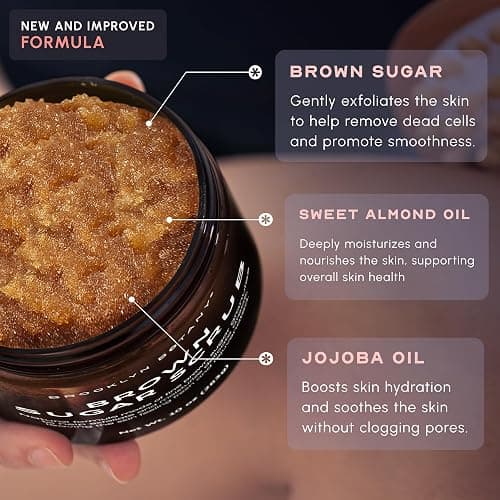 Brooklyn Botany Brown Sugar Body Scrub - Moisturizing and Exfoliating Body, Face, Hand, Foot Scrub - Fights Acne, Fine Lines & Wrinkles, Great Gifts For Women & Men - 10 oz thumbnail 7
