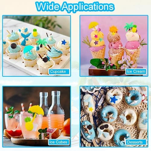 2Pcs Summer Beach Theme Silicone Molds for Chocolate, Coconut Tree Starfish Shells Beacon Pineapple Shape Candy Chocolate Mold for Tropical Summer Party Marine Jello Cookie Ice Cube Baking Mould thumbnail 4