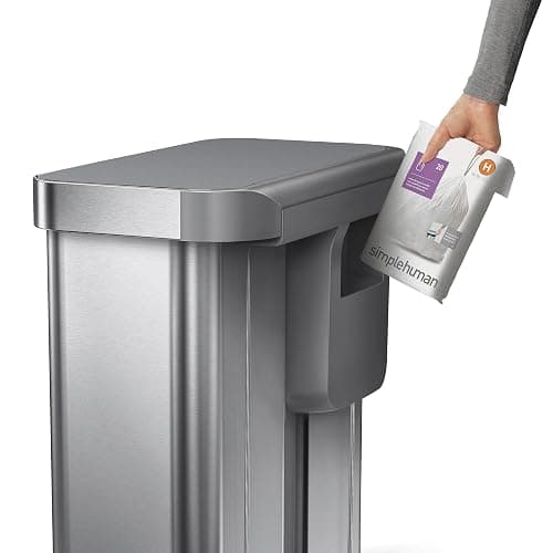 simplehuman 58 Liter / 15.3 Gallon Rectangular Dual Compartment Recycling Step, Brushed Stainless Steel with Soft-Close Plastic Lid Kitchen Trash Can thumbnail 6