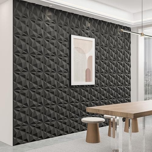 Art3dwallpanels 20 Pack 3D Wall Panels for Interior Wall Decor, 12''x12'' White Accent Diamond Panels for Gaming Room Bedroom TV Background, Black thumbnail 7