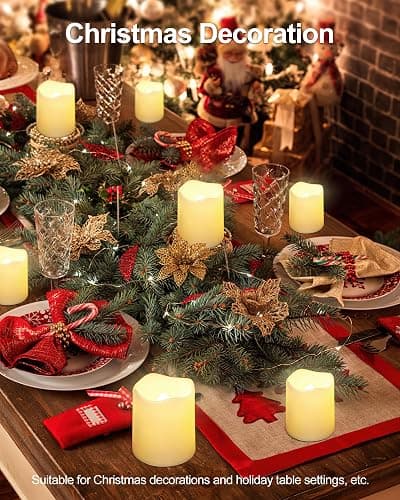SHYMERY Flameless Votive Candles,Flameless Flickering Electric Fake Candle,24 Pack 200+Hour Battery Operated LED Tea Lights in Warm White for Wedding, Table, Halloween,Christmas Decorations 1.5"X1.7" thumbnail 6