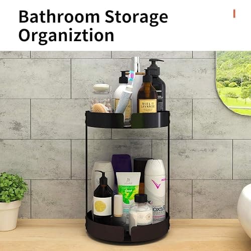 CASUN Lazy Susans Organizer 2 Tier Metal Steel, Turntable Organizer, Rotating Spice Racks for Pantry Cabinet Cupboard Table, Black(2-Tier) thumbnail 5