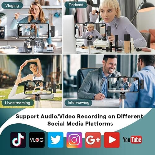 MAYBESTA Wireless Mini Microphone for iPhone, Android Phone - 2 Pack Lavalier Lapel Mic for Audio Video Recording - Clip on Content Creator Microphones for YouTube Tiktok Podcast Vlogging thumbnail 9