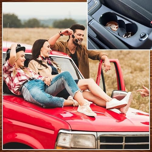 Sieral 6 Pcs Western Cow Print Car Coasters for Cup Holders, 2.56 Inch Absorbent Cork with Finger Notch, Brown Cow Print for Cars & Trucks, Western Car Accessories for Women Men thumbnail 7