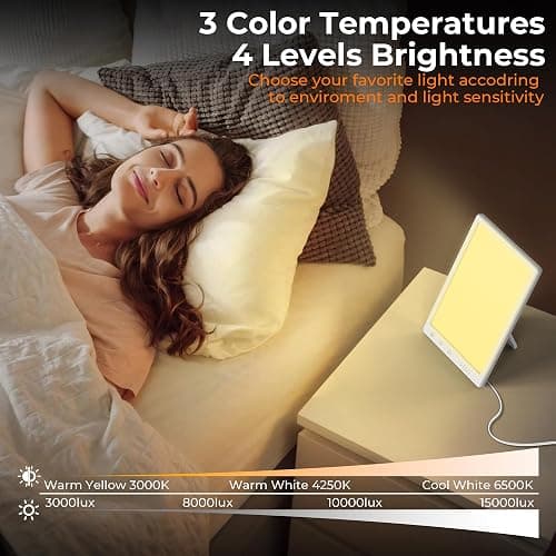 Light Lamp, Portable Full Spectrum LED Light Sunlight Personal Daylight with 3 Adjustable Color＆Stepless Brightness Levels, Timer＆Memory Function for Home Office Winter thumbnail 3