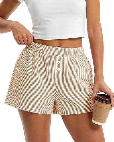 BTFBM Striped Boxer Shorts for Women 2025 Summer Y2k Vacation Beach Bottoms Lounge Sleep Pj Pajama Shorts Spring Clothes - Image 1