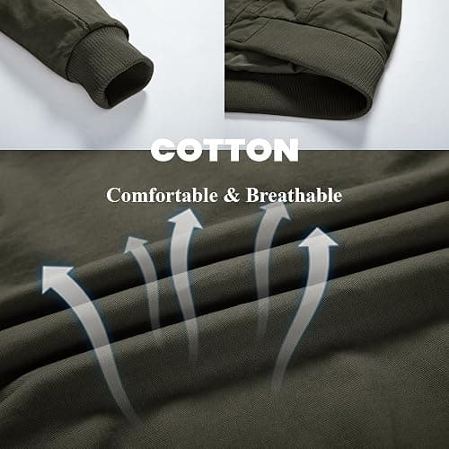 KEFITEVD Men's Jackets Bomber Military Cargo Coat Smart Casual Jacket Stand Collar Cotton Outerwear with Multi Pockets thumbnail 6
