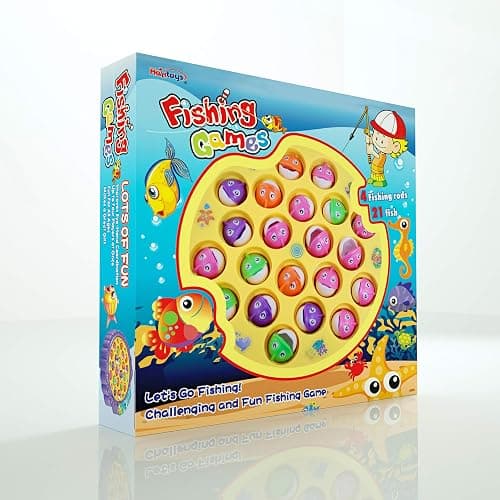 Haktoys Fishing Game for Kids & Toddlers – Battery-Operated Rotating Fishing Toy with 21 Fish, 4 Poles & Music On/Off Switch – Fun Educational Board Game for Boys & Girls thumbnail 7