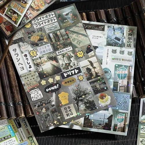 990PCS Japanese Stickers for Scrapbooking Supplies, 30 Sheets Retro Life Themed Kawaii Japanese Sticker Book for Journaling, Junk Journal Supplies, Planner, DIY Crafts (Frost) thumbnail 4