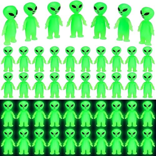 CroBlissful 25 Pcs Easter Mini Alien Figures to Hide and Seek Glow in The Dark Green Little Tiny Aliens Figurine for Space Party Favors Small Rave Trinkets Easter Toys Bulk Gifts Goodie Bag Fillers - Image 1