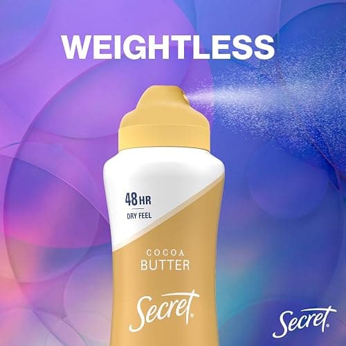 Secret Dry Spray Antiperspirant Deodorant for Women, 48hr Weightless Sweat & Odor Protection, Gentle on Skin, Cocoa Butter Scent, 4.1 oz thumbnail 5