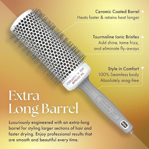 Olivia Garden Ceramic + Ion Speed XL - Extra-Long Round Thermal Hair Brush - Not Electrical - Professional Blowout Brush for Normal to Thick Hair thumbnail 4