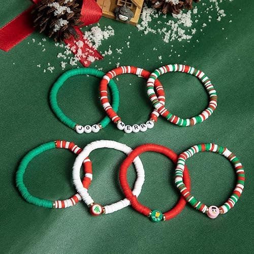 Artlunar 6 Pack Christmas Bracelets: Joy & Merry Candy-Style Stacks for Women & Teens - Perfect Christmas Gifts - Age 3 to Adult thumbnail 3