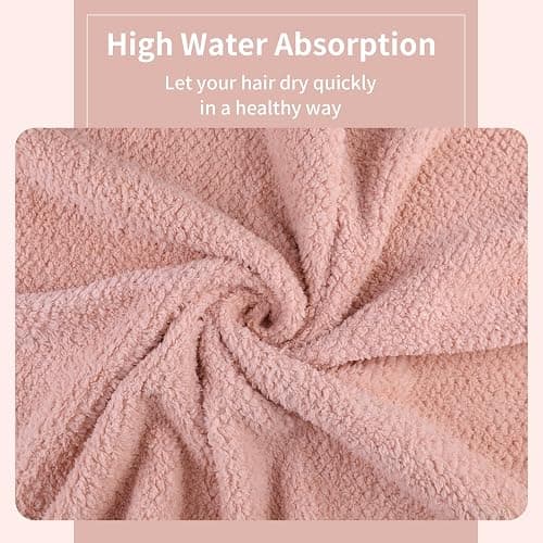 Laojbaba Microfiber Hair Towel Quick Dry Hair Towel Hair Drying Towels Suitable for All Kinds of Hair Ultra Absorbent Long and Thick Hair 24X48inch Lotus Root Pink (1pcs) - Lotus Root Pink - 48.00'' x 24.00'' thumbnail 5
