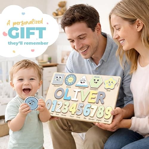 Personalized Name Puzzle for Toddlers 1-3, Custom Wooden Name Puzzle with Numbers and Shapes, 18 Art Sets, More Than Any Other, Baby Name Puzzle, Personalized Baby Gifts thumbnail 9