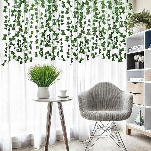 RECUTMS 258 FT Fake Vines Greenery Leaf Garland Ivy Vine Foliage Flowers Hanging for Wedding Party Garden Home Kitchen Office Aesthetic Wall Bedroom Living Room Patio Spring Summer Decor(36 Pack) thumbnail 2