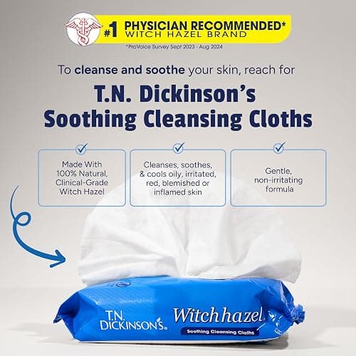 T.N. Dickinson's Witch Hazel Soothing Cleansing Cloths | 25 Wipes thumbnail 4