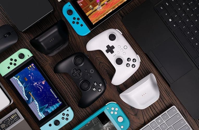 8BitDo Ultimate Bluetooth Controller with Charging Dock, Wireless Pro Controller with Hall Effect Sensing Joystick, Compatible with Switch, Windows and Steam Deck (White) thumbnail 7