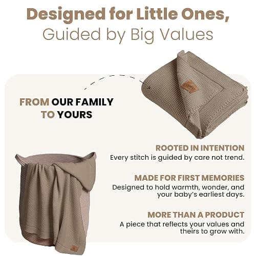 Little Dedi Organic Cotton Baby Blanket 30x40 in, Mocha Meringue – GOTS Certified, Soft Knit Swaddle with Gift Box, Breathable Nursery Blanket for Crib & Stroller, Machine Washable thumbnail 6