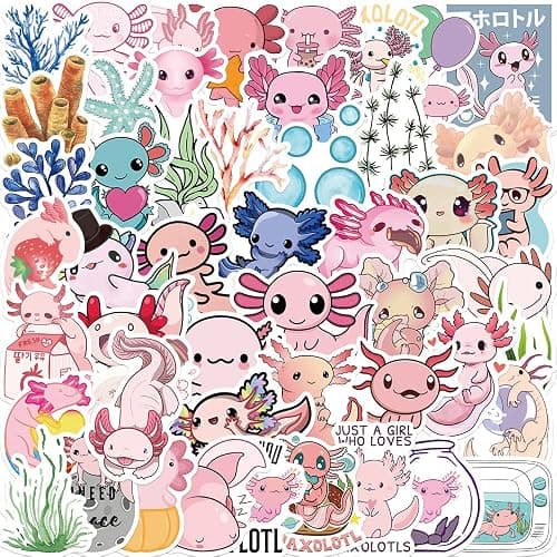 Axolotl Stickers |50PCS| Cute Reptiles Stickers, Waterproof Stickers Pack Decals for Laptop Water Bottles Bike Skateboard Luggage Scrapbook Computer, DIY Decoration as Gifts for Teens Adult thumbnail 2
