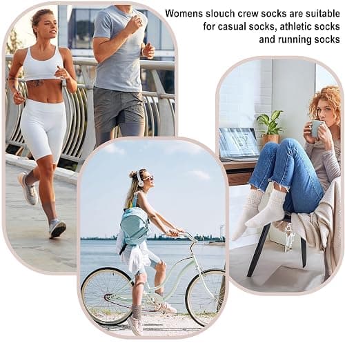 Toetally Womens Slouch Crew Socks Cozy Cotton Retro Ribbed Calf Scrunch Boot Socks for Casual Athletic 3 Pairs thumbnail 7