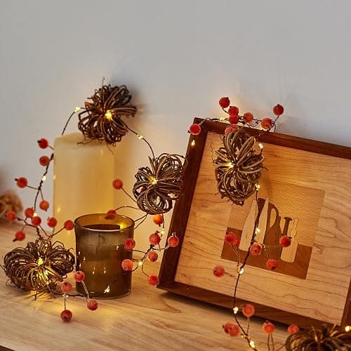 MIYA LIFE Nature Rattan Pumpkin Lights - 10FT 30 LED Cozy Fall Garland with Lights Battery Operated Charming Thanksgiving Decorations with Remote - Ideal Thanksgiving Garland Fall Decorations for Home thumbnail 7