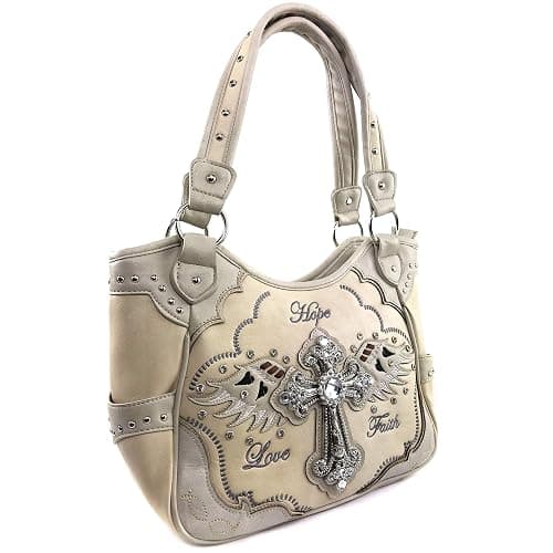Zelris Faith Love Hope Cross Angel Wing Women Conceal Carry Women Tote Purse thumbnail 2