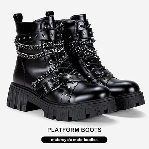 Jeossy Women's 9620 Chelsea Combat Boots, Platform Ankle Boots Chunky Heel, Fashion Lug Sole Slip on Booties with Elastic Band thumbnail 3