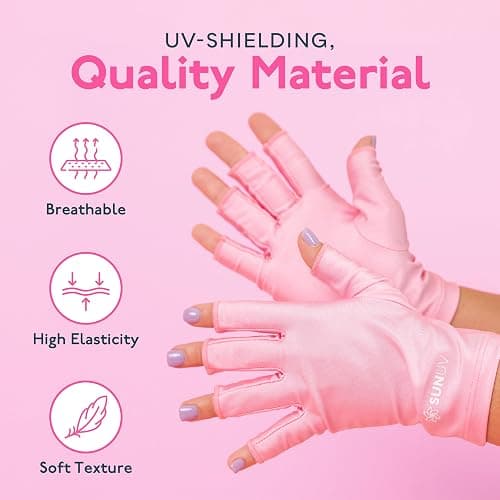 SUNUV LED Gloves for Gel Nails, UPF 50+ Anti UV Gloves for Gel Nail Lamp, Professional UV Gloves for Nail Techs thumbnail 4