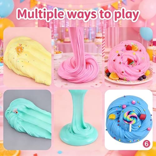 6 Pack Butter Slime Kit,Super Soft Stretchy Non-Sticky, Birthday Gifts for Girls and Boys, Stress Relief Toy thumbnail 6